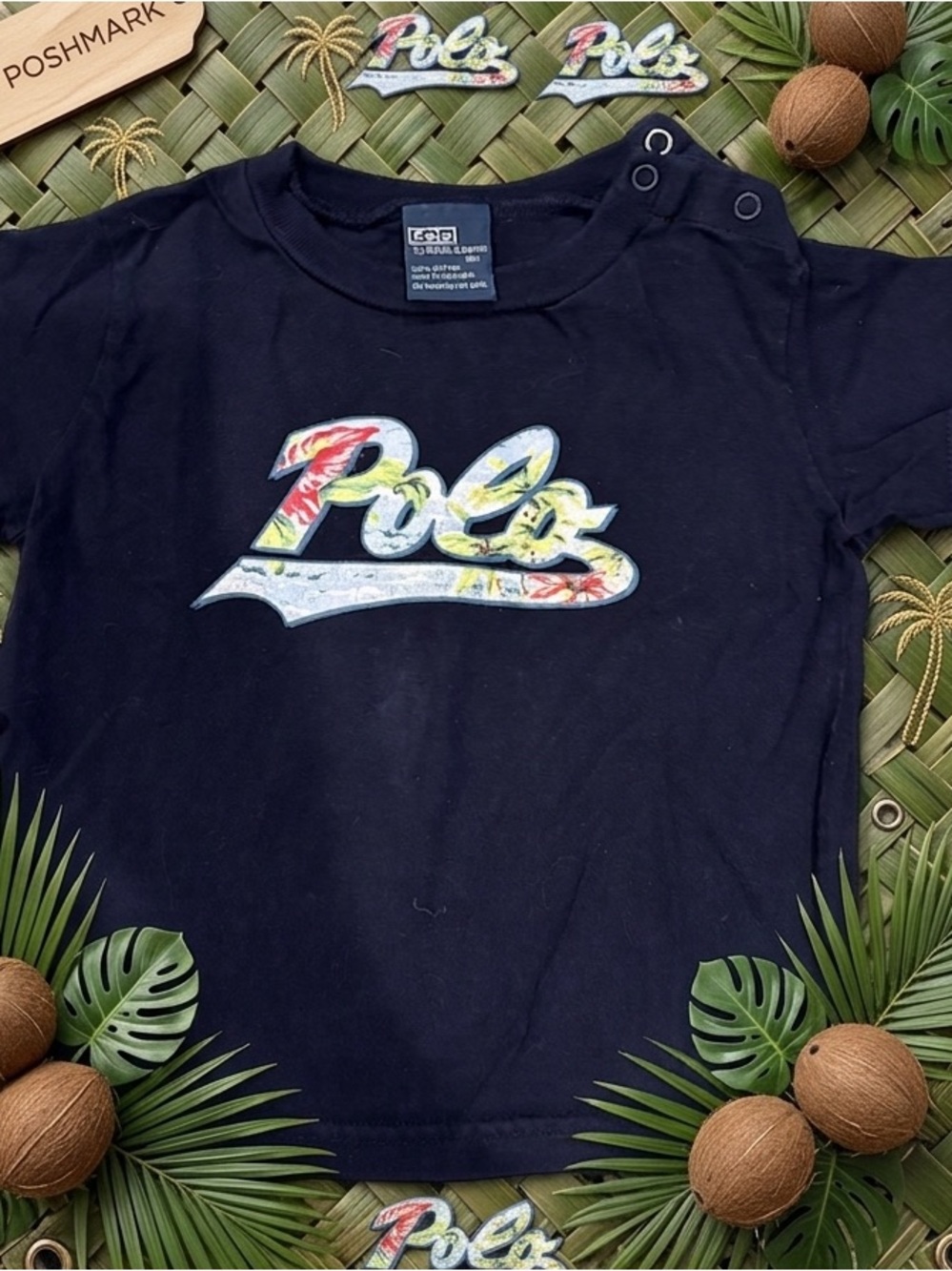 Polo Ralph Lauren Navy Short-Sleeve Tee with Colorful Polo Script size 18M